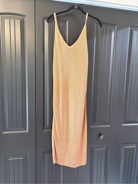 Forever 21 Rose Gold Metallic Fully Lined Slip Midi Dress